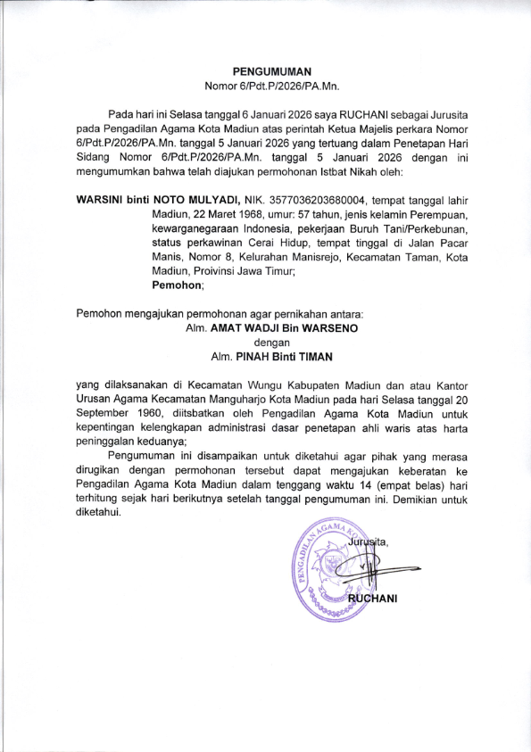 Pengumuman Isbat Nikah 6 P 2026 001