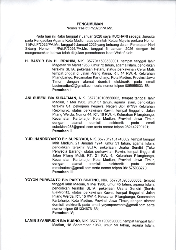 Pengumuman Isbat Wakaf 11 P 2026 001