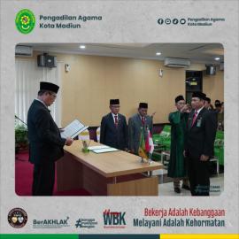 PA Kota Madiun hadiri Pembinaan, Pelantikan dan Pengambilan Sumpah Jabatan serta Pisah Sambut Sekretaris PTA  Surabaya |14-04-2026|