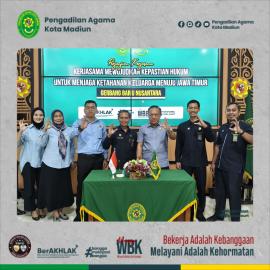 Pengadilan Agama Kota Madiun Tandatangani Perjanjian Kerja Sama dengan Kejaksaan Negeri Kota Madiun  “ Wujudkan Kepastian Hukum untuk Menjaga Ketahanan Keluarga Menuju Jawa Timur Gerbang Baru Nusantara” |23-06-2026|
